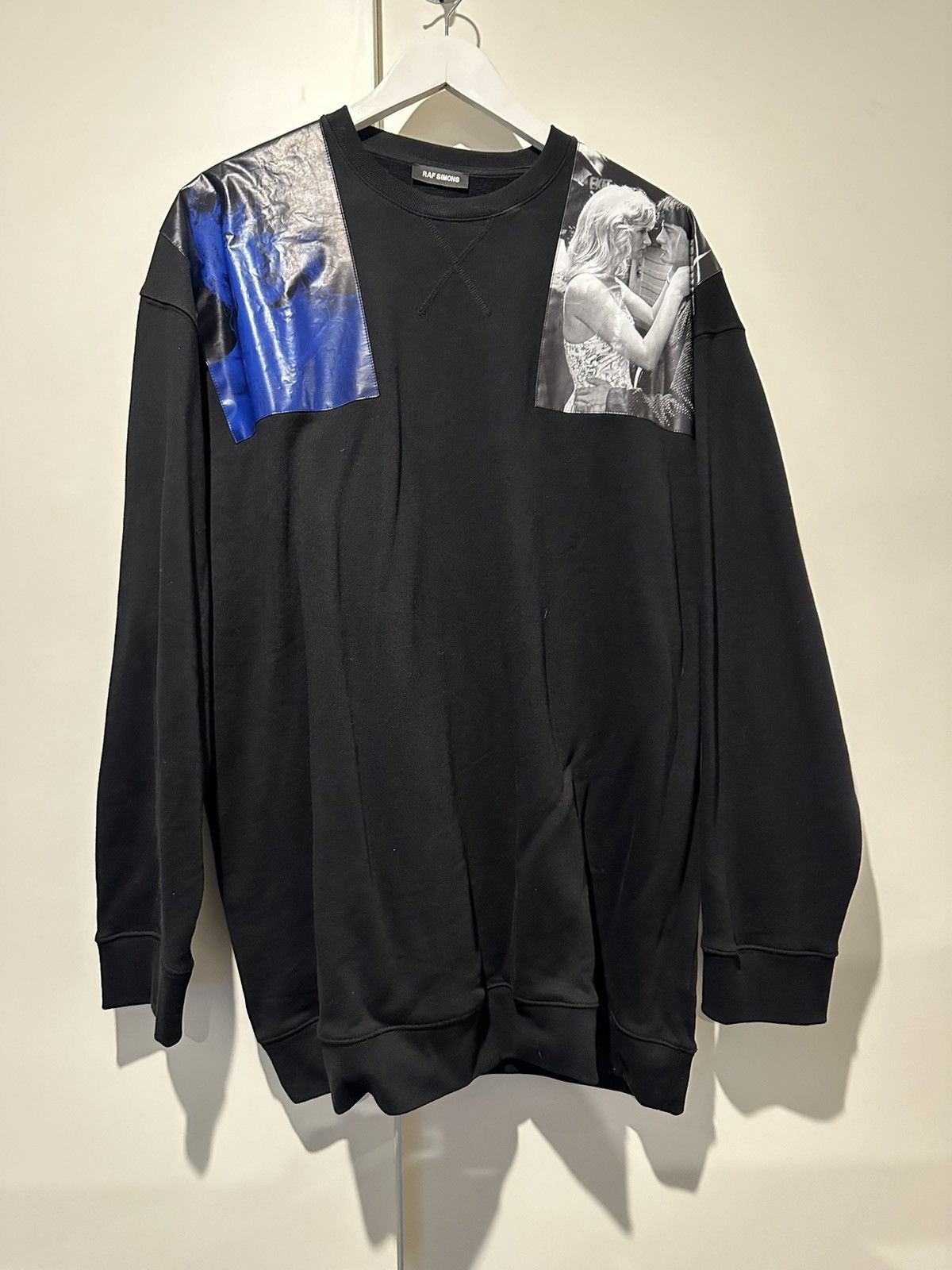 image of Raf By Raf Simons x Raf Simons Raf Simon’S Shoulder Patch Sweatshirt. Oversized in Black (Size 2XL)