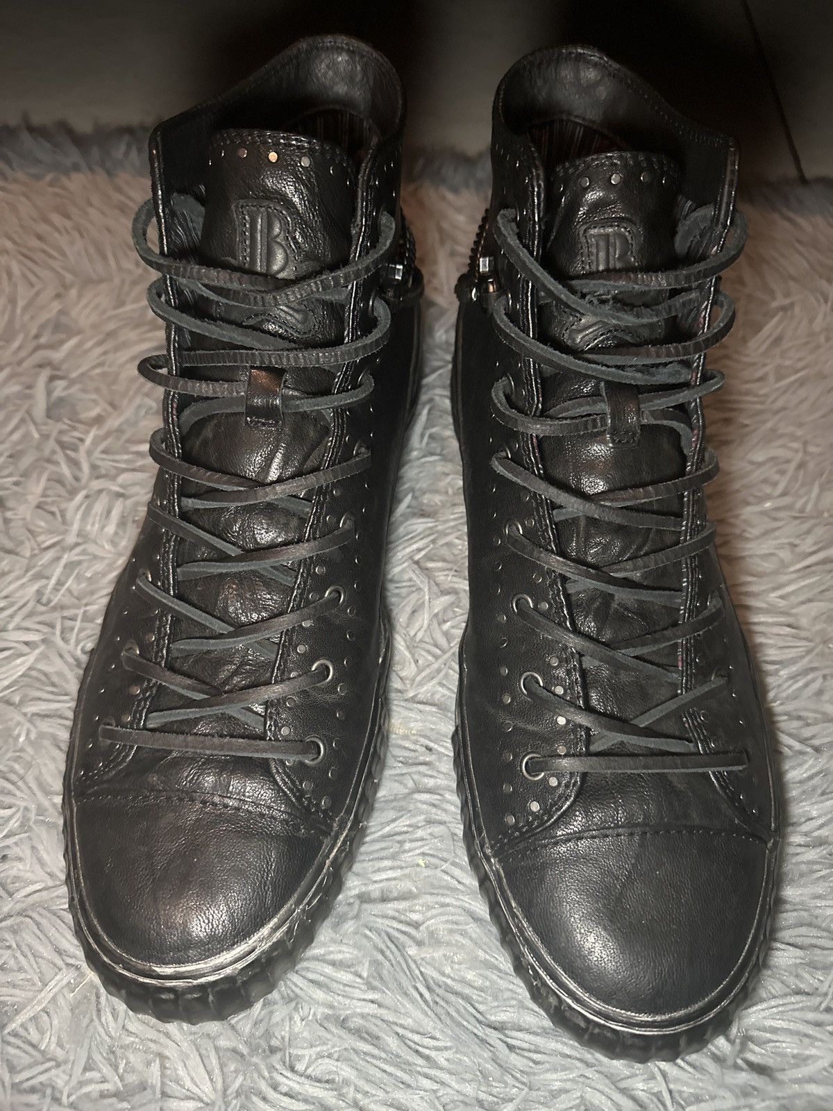 John Varvatos JV STUDDED MID TOP LEATHER SNEAKERS Size US 10 / EU 43 - 1 Thumbnail