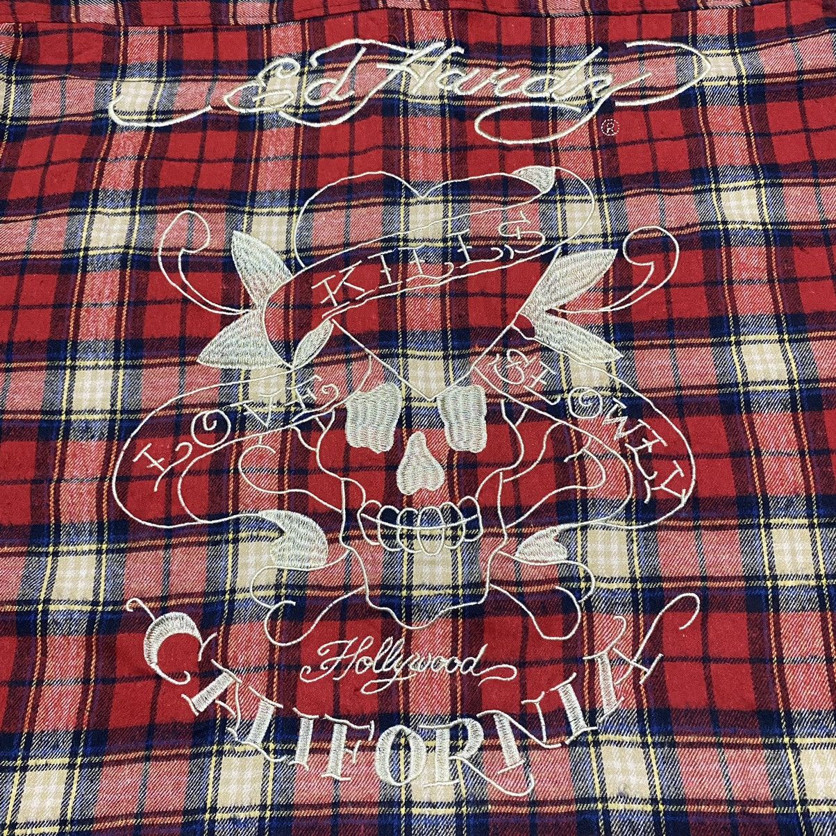 Ed Hardy Ed Hardy Embroidered Flannel Shirt Button Ups Size US XXL / EU 58 / 5 - 3 Thumbnail