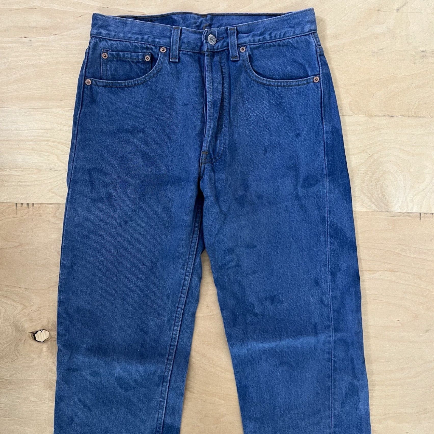 Levi's VINTAGE Levi's 501 Jeans 29 Blue 80s Denim Distressed Workwear USA Made in USA Button Jeans Mens 80s Western Distressed Leather? Size US 29 - 3 Thumbnail