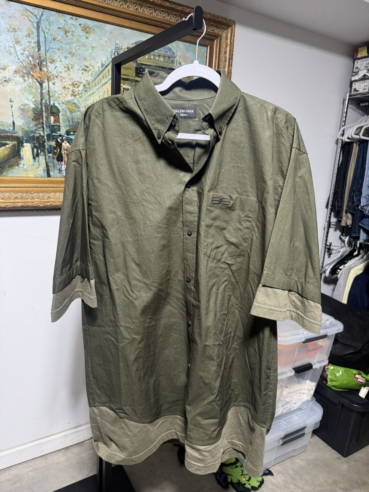 Balenciaga Balenciaga Oversized Button Up Shirt - Olive Size US XL / EU 56 / 4 - 1 Thumbnail