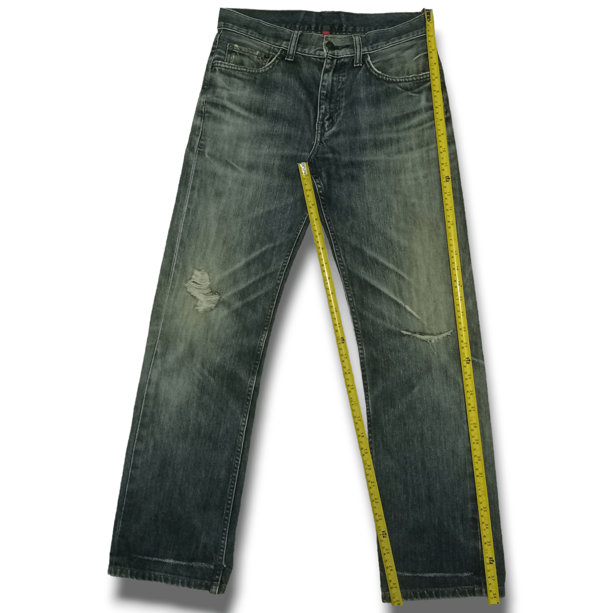 Japanese Brand × Uniqlo Vintage Japanese Uniqlo Blue Wash Distressed Jeans 30x28 Size US 30 / EU 46 - 7 Thumbnail