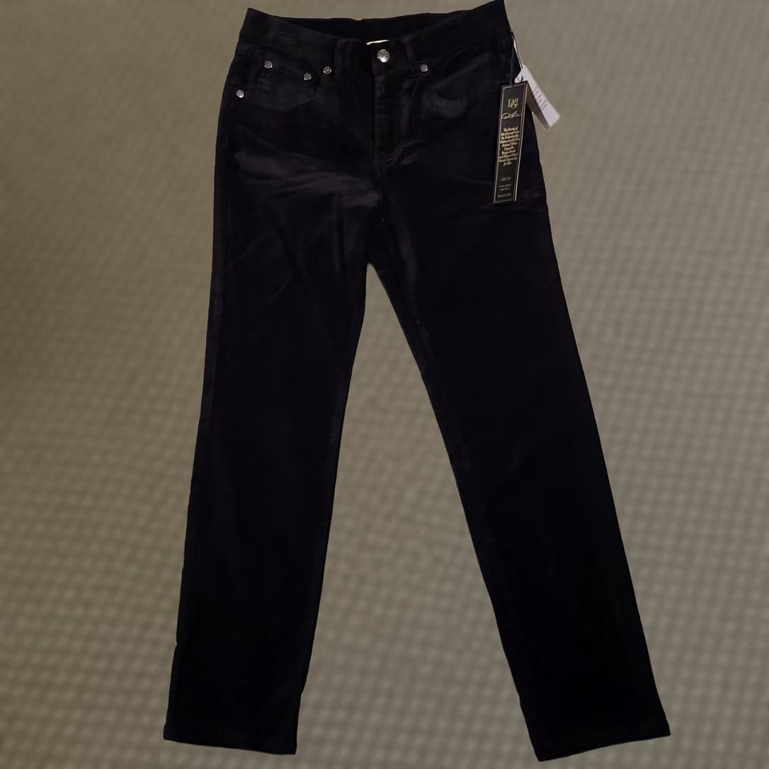 Velour Diane Gilman DG2 Velour Pants Women's 2P Petite Black Stretch Mid-Rise Straight Dress Pants convex Size 26" / US 2 / IT 38 - 1 Thumbnail