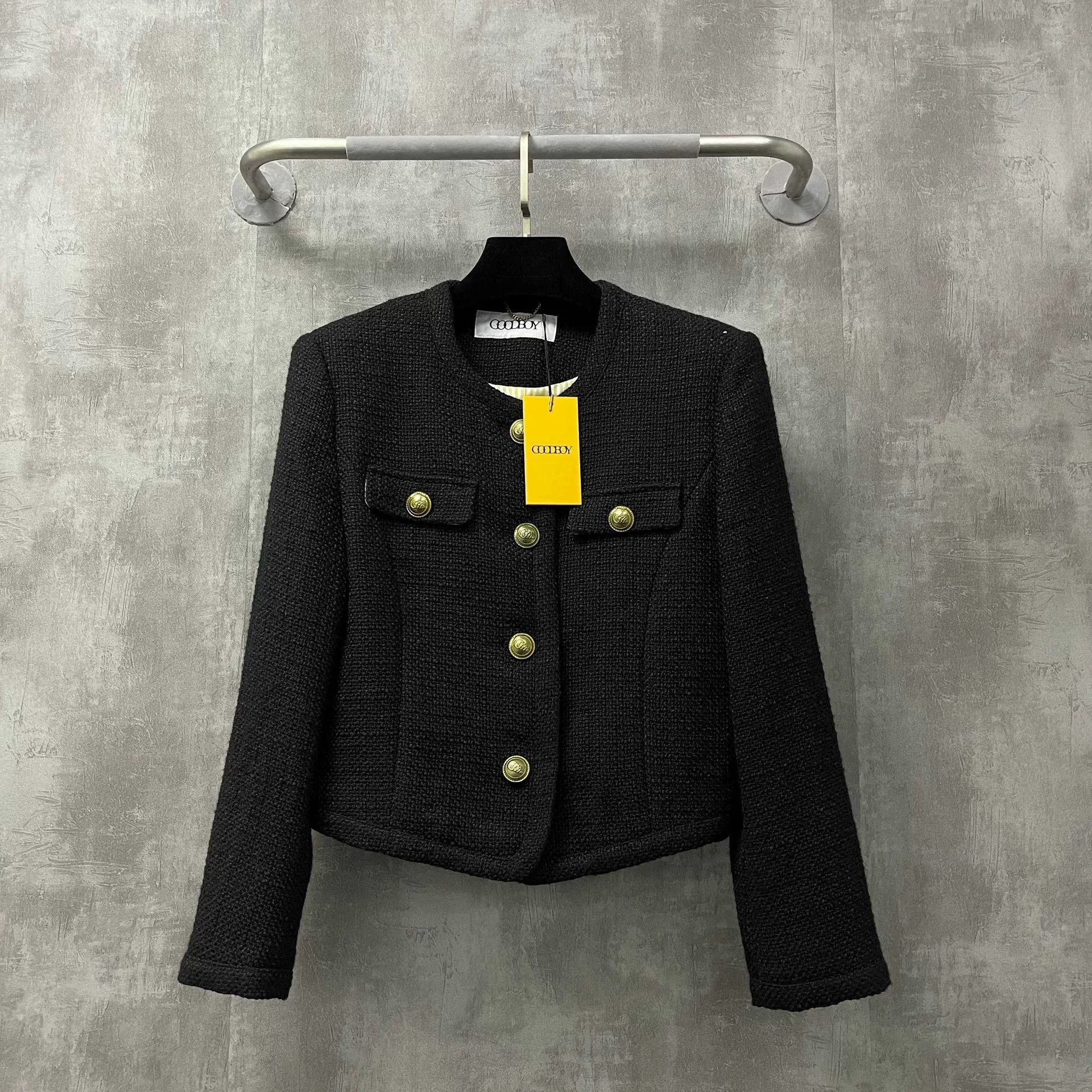 Chanel GoodBoy Black Gold Tweed Jacket Size S / US 4 / IT 40 - 1 Thumbnail