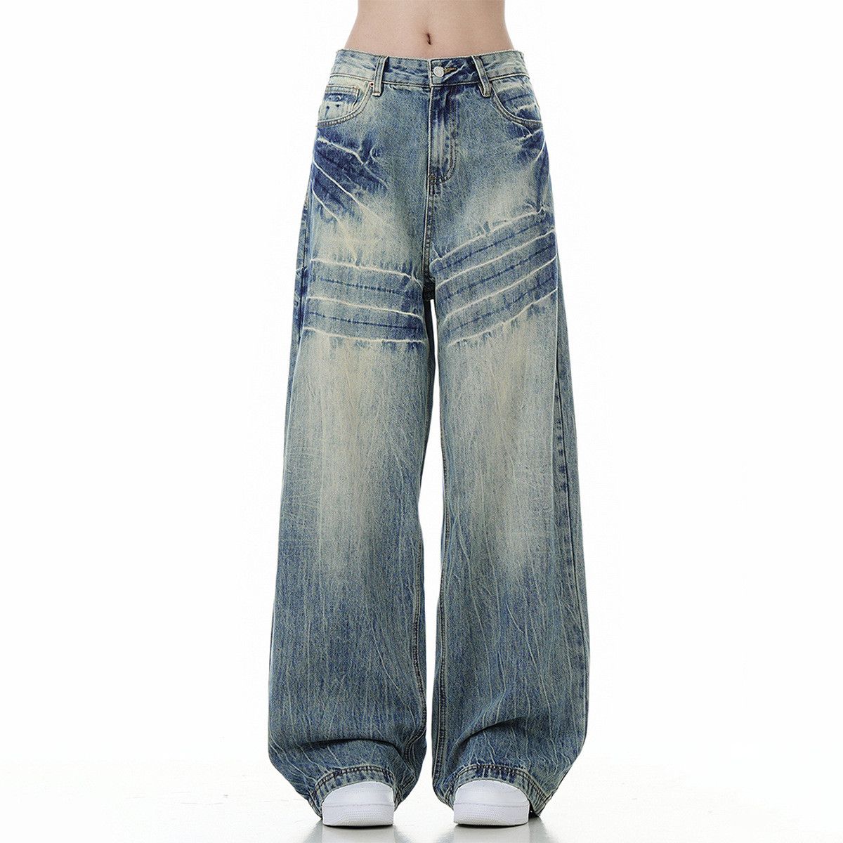 Vintage Men's distressed washed baggy wide-leg jeans Size US 32 / EU 48 - 4 Thumbnail