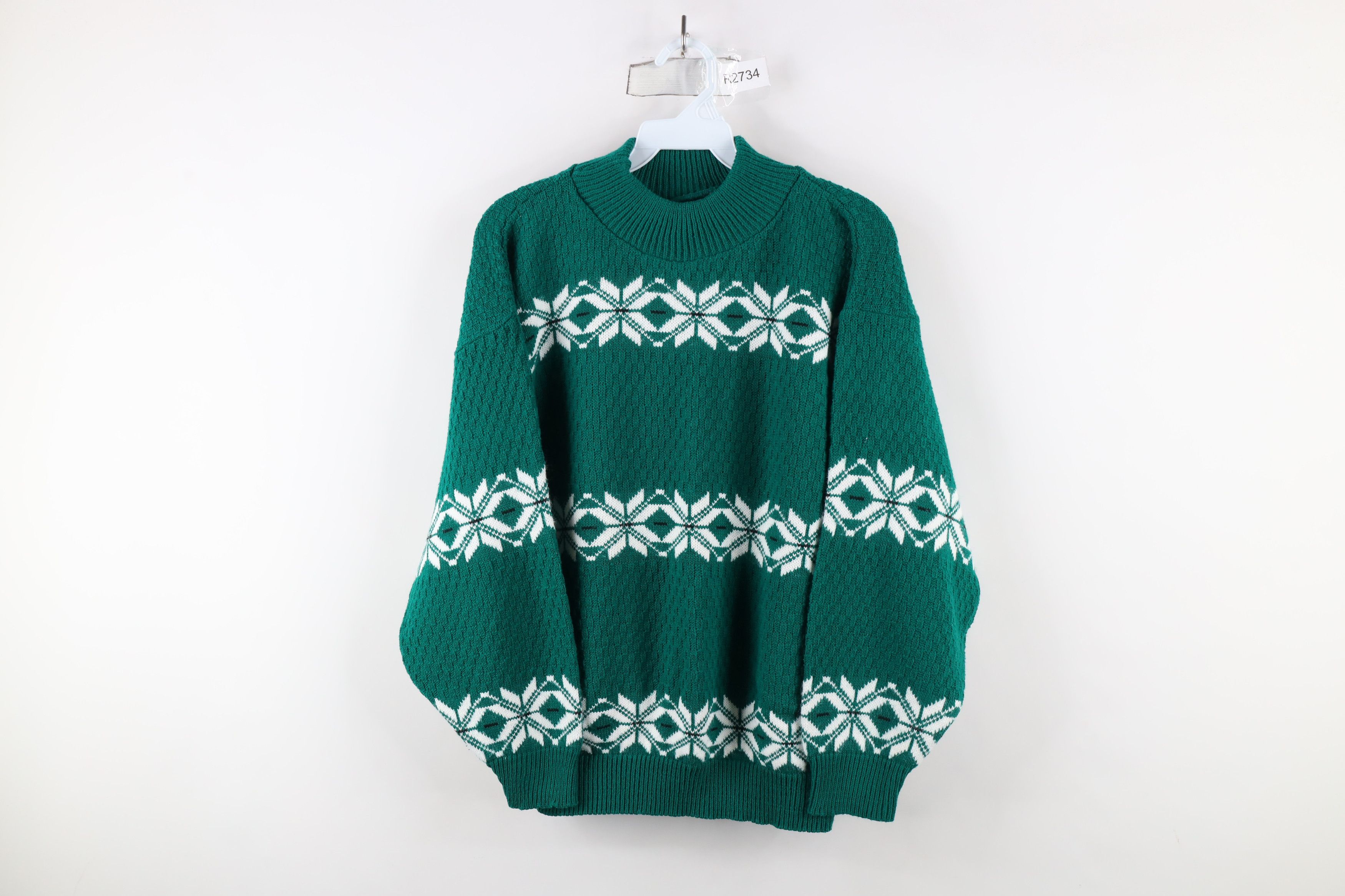 Vintage Vintage 90s Streetwear Christmas Knit Sweater Green USA Size L / US 10 / IT 46 - 1 Thumbnail