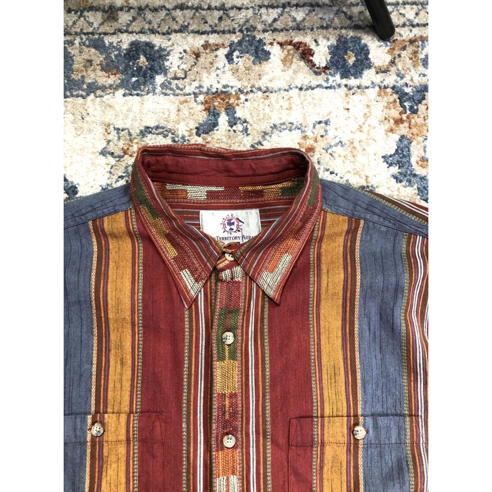 The Territory Ahead The Territory Ahead Shirt Mens XL Multicolor Stripe Long Sleeve Button Up Western Size US XL / EU 56 / 4 - 2 Thumbnail
