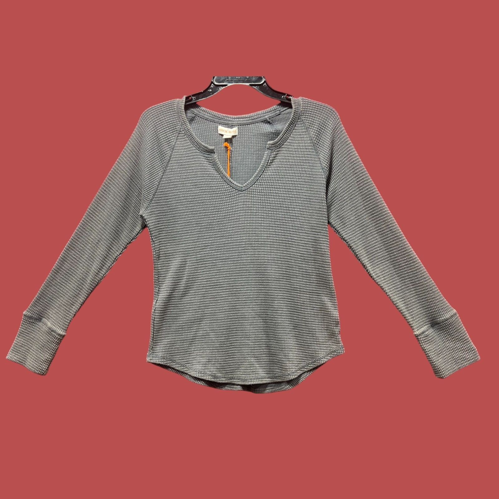 Other Knox Rose - Women's Long Sleeve Notch Neck Thermal Top - Dar Size M / US 6-8 / IT 42-44 - 3 Thumbnail