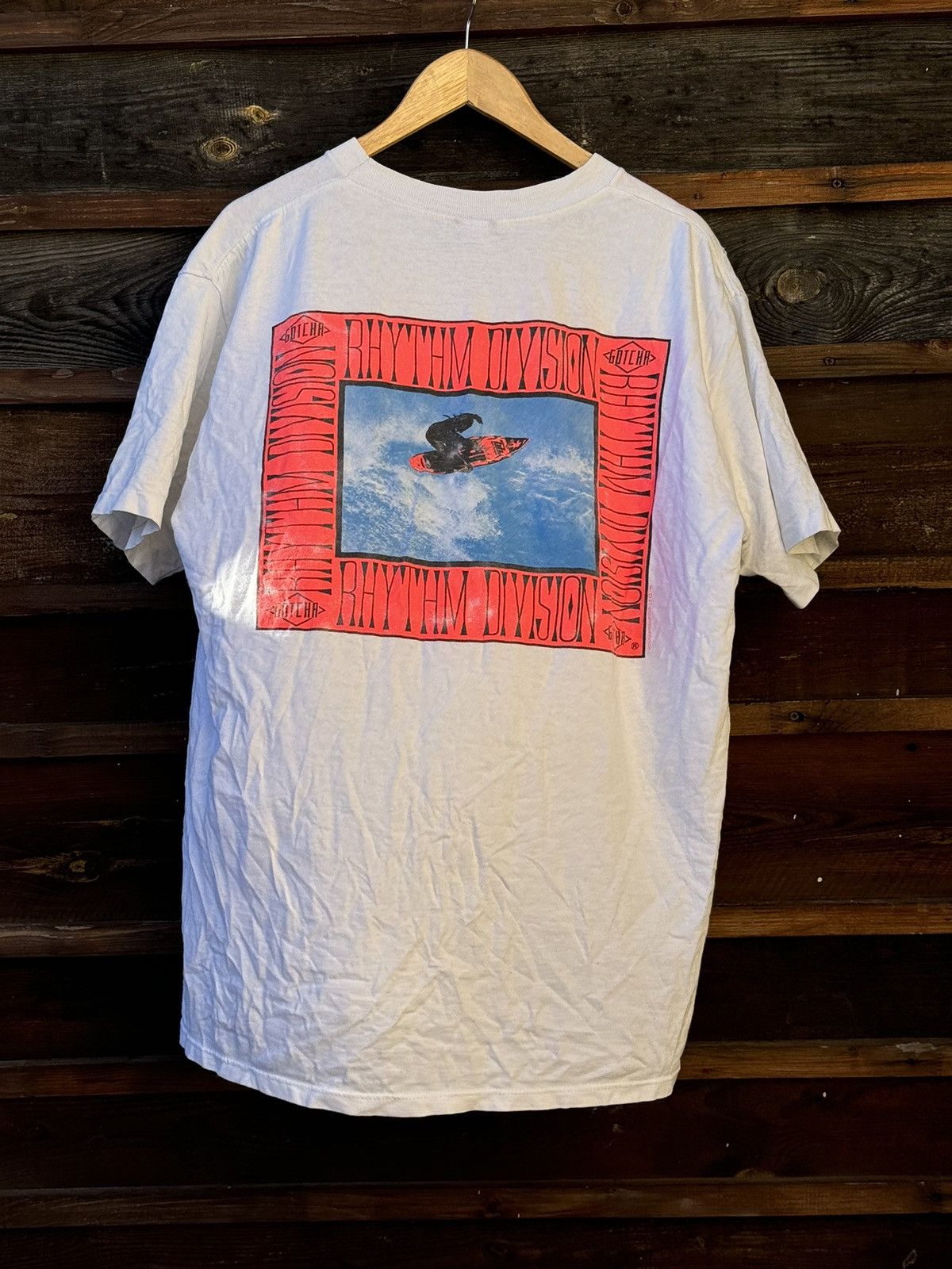 Gotcha × Vintage 1991 Gotcha Rhythm Division vintage white surf tee t-shirt Size US XL / EU 56 / 4 - 2 Thumbnail