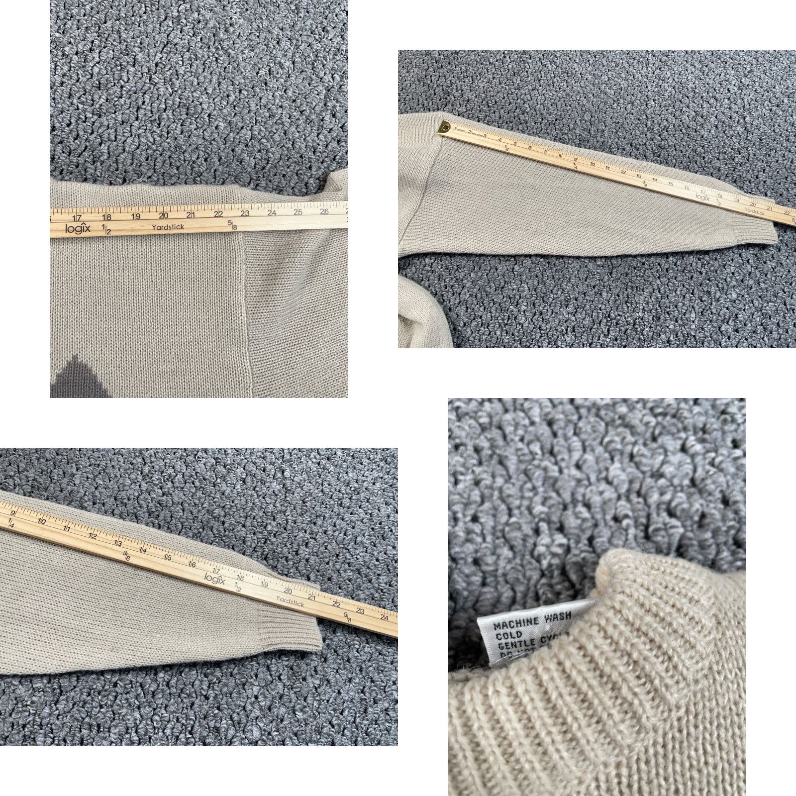 Vintage VINTAGE Argyle Sweater Adult Medium Beige Wool Acrylic Knit Aggio Pattern 90s Preppy Retro Casual Pullover Mens Size US M / EU 48-50 / 2 - 8 Thumbnail