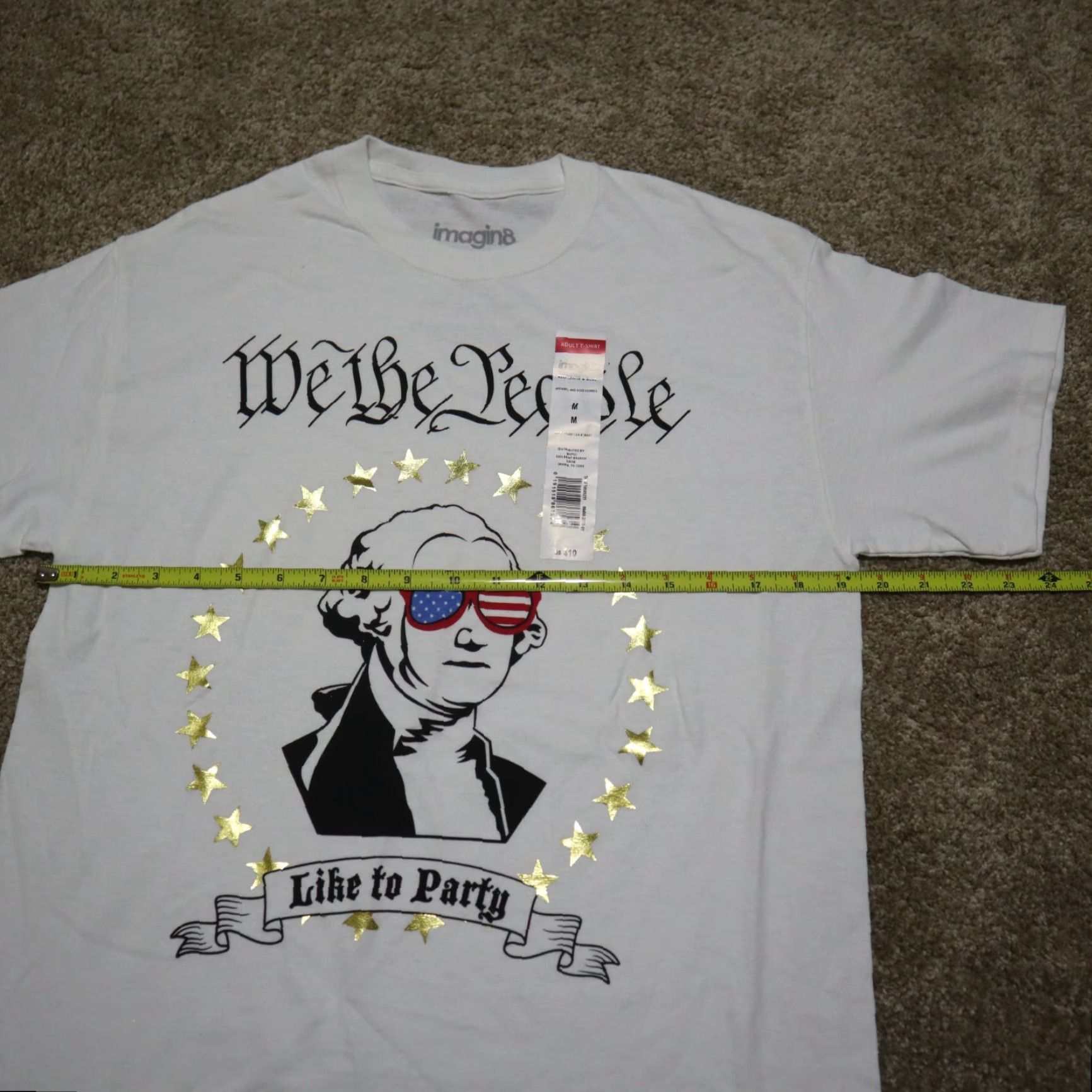 Vintage NEW We The People Like to Party George Washington White Size M Medium NEW T-Shirt Women Modern Lux Cotton Blend Round Neck Short Sleeve Size M / US 6-8 / IT 42-44 - 3 Thumbnail