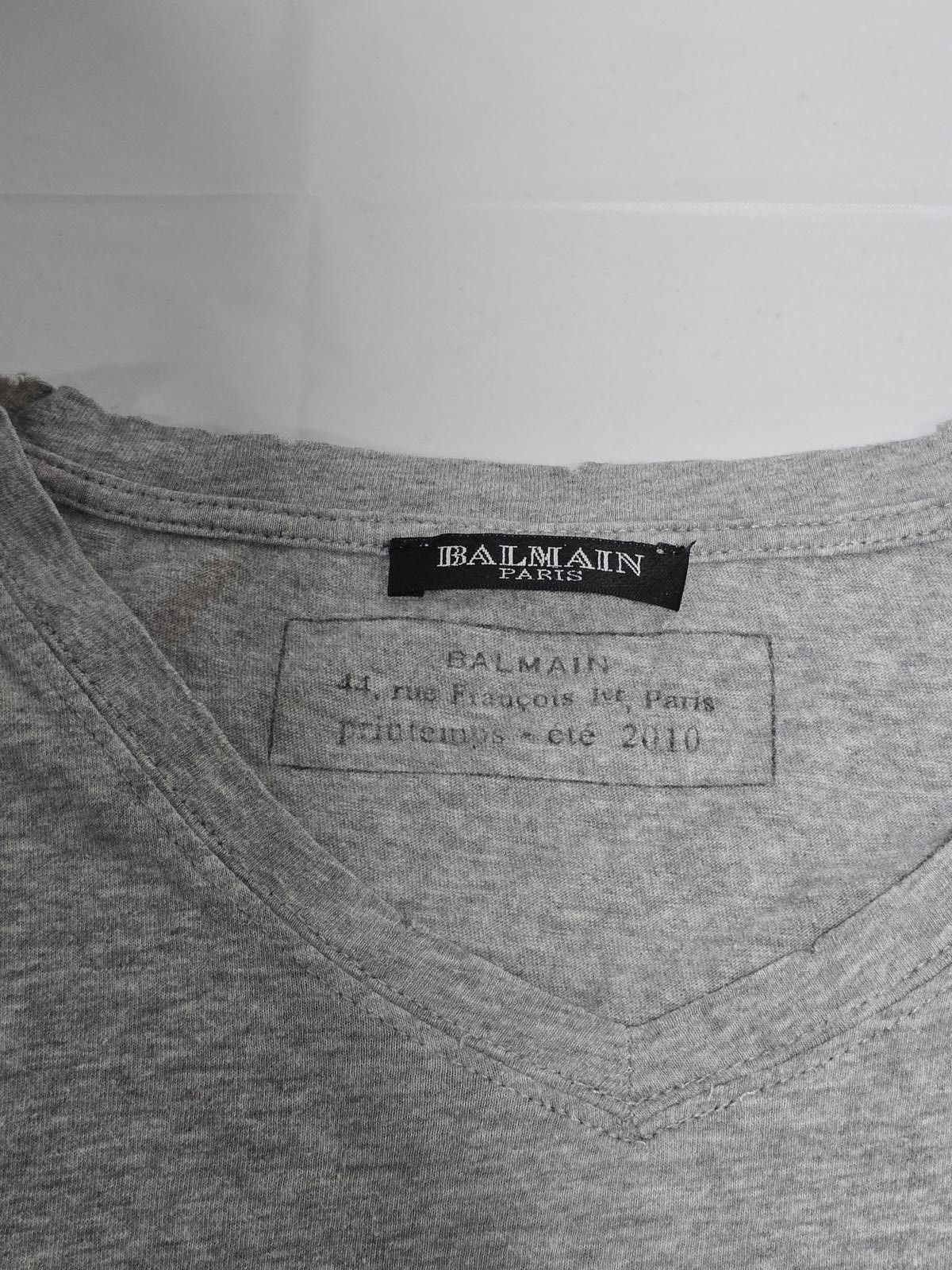 Balmain Balmain Paris Archive 2010 Grey V-Neck Tee – Size M Size US M / EU 48-50 / 2 - 2 Thumbnail