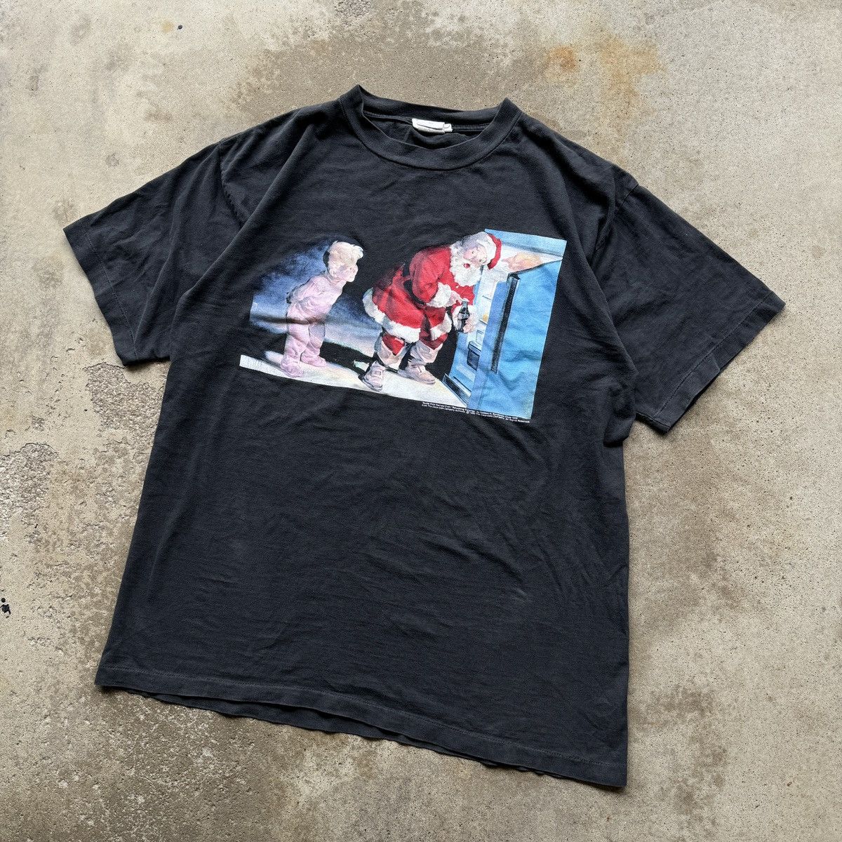 Vintage 90s Faded Coca Cola Christmas Santa Tee Size US XL / EU 56 / 4 - 2 Thumbnail