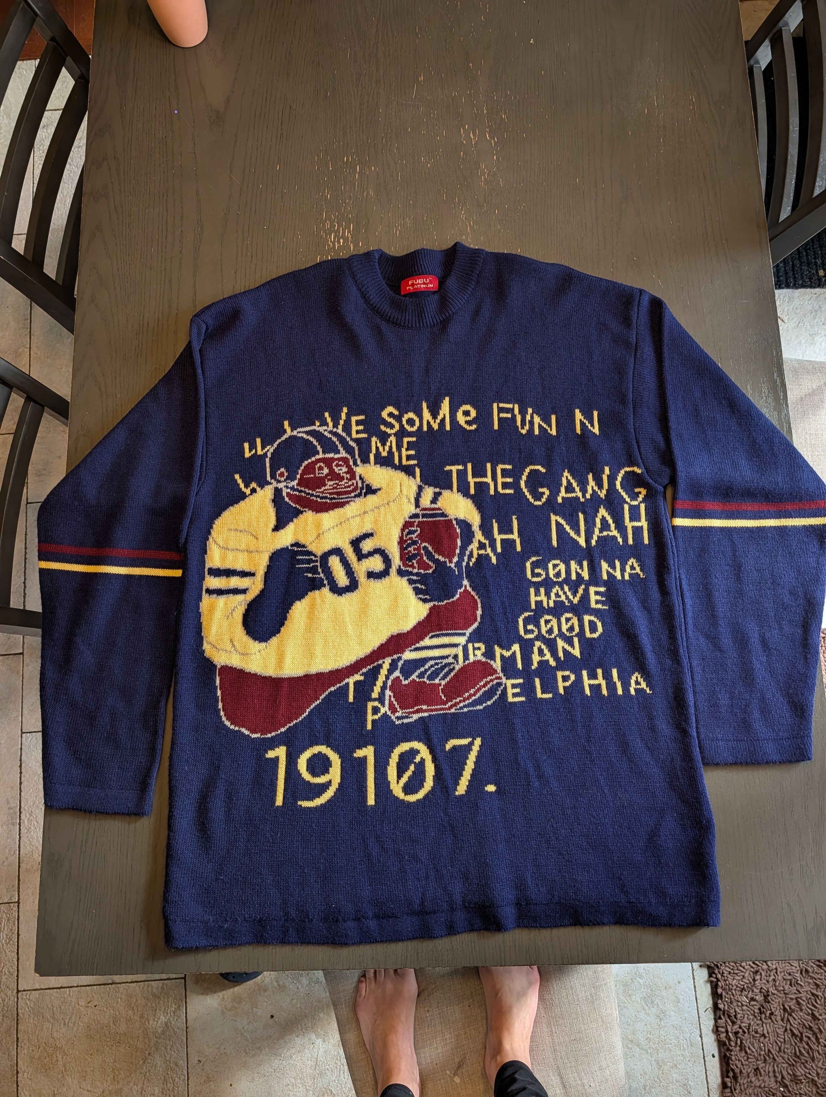 Fubu Platinum FUBU Fat Albert Sweater XL Navy Blue 19107 Size US XL / EU 56 / 4 - 2 Thumbnail
