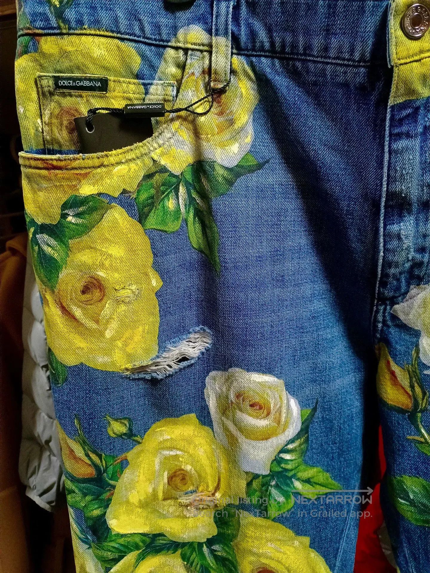 Dolce & Gabbana Dolce & Gabbana Loose Yellow Rose Jeans. Size US 40 / EU 56 - 3 Thumbnail