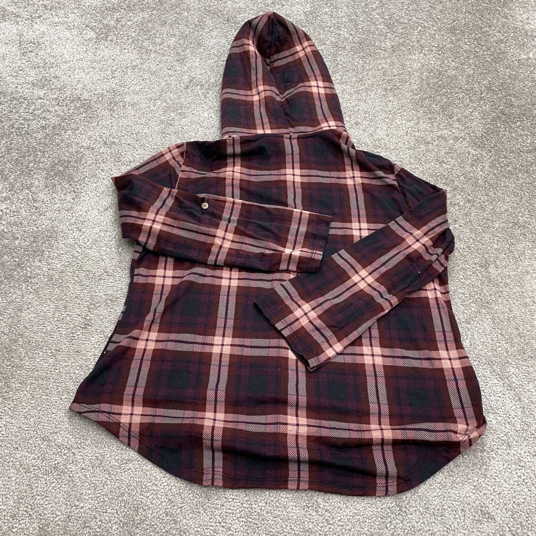 Vintage Polly & Esther Hoodie Womens XL Multi Plaid Flannel Sherpa Jacket Button Down Size XL / US 12-14 / IT 48-50 - 2 Thumbnail