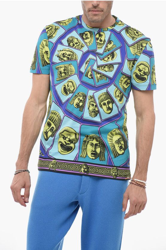 image of Versace Crew Neck The Mask Cotton T-Shirt, Men's (Size Small)