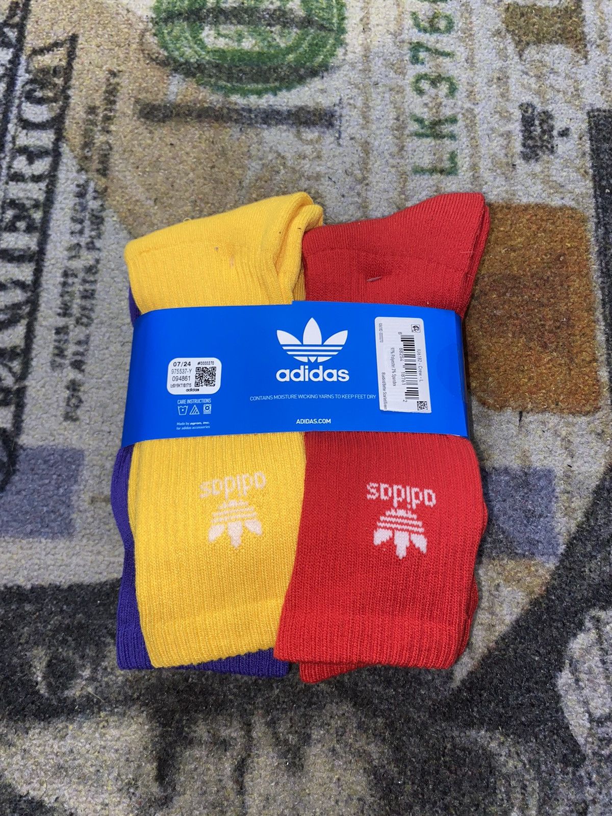Adidas Adidas Trefoil Crew Socks 6 Pack Multi LARGE Size ONE SIZE - 2 Thumbnail
