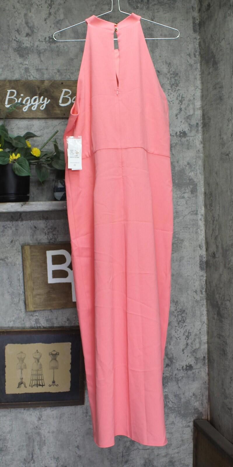 Other Julia Jordan Womens Midi Halter Dress Jj38691 Melon Pink 14 Size XL / US 12-14 / IT 48-50 - 2 Thumbnail