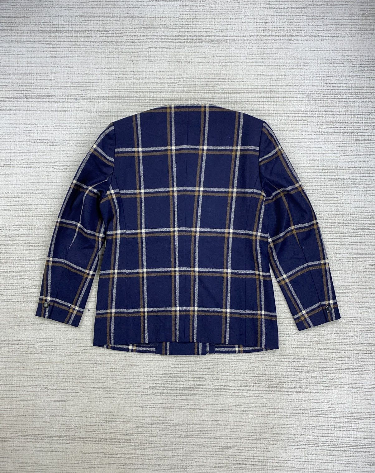 Aquascutum Vintage Aquascutum Navy Blue Plaid Coat Jacket Size M / US 6-8 / IT 42-44 - 2 Thumbnail