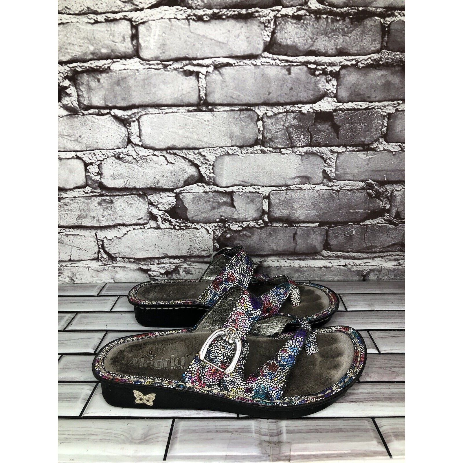 Allegri Alegria Floral Print Thong Strap Casual Wedge Sandals Women Size US 6 / IT 36 - 12 Thumbnail