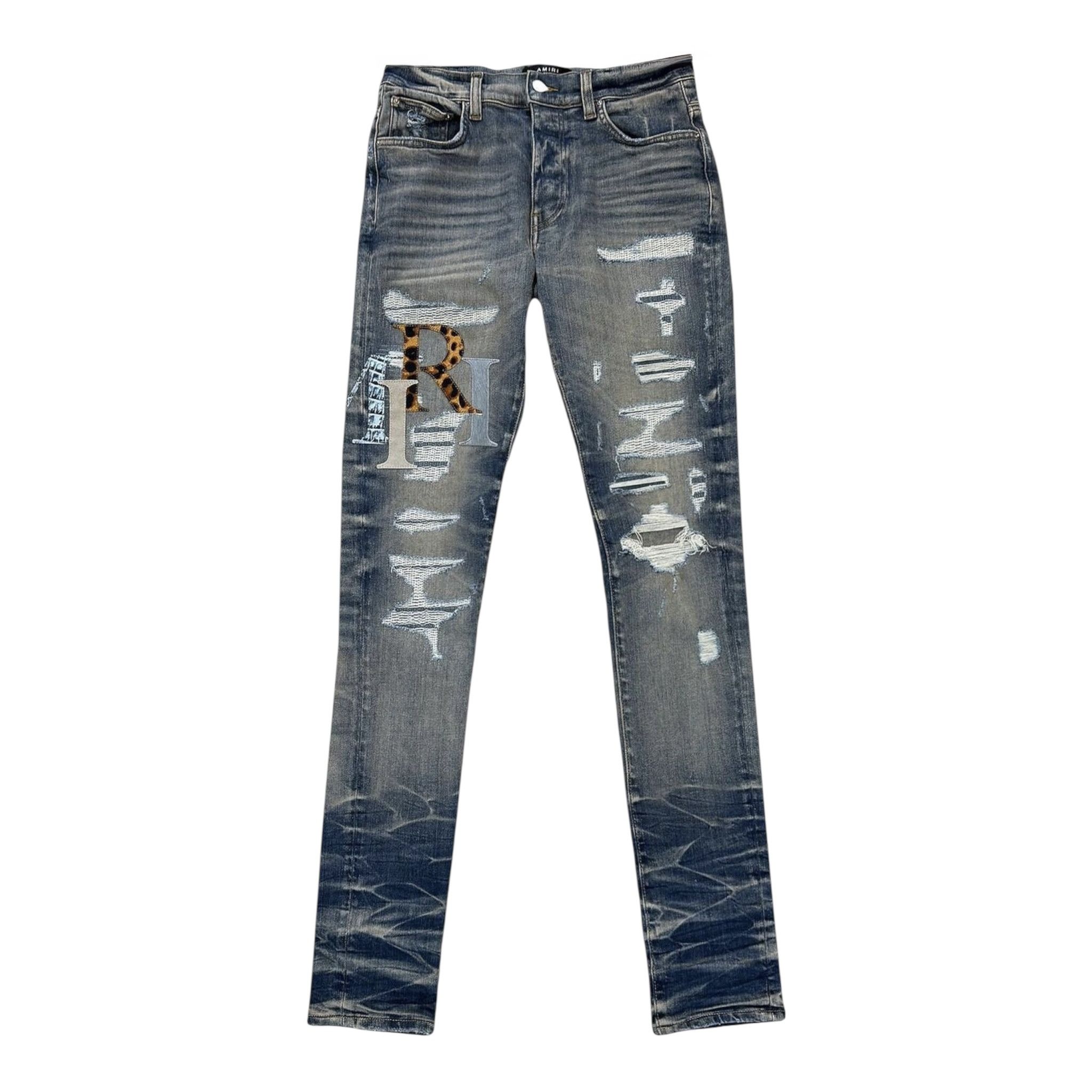 Amiri Amiri Leather Staggered Logo Jeans Vintage Indigo Size US 36 / EU 52 - 1 Thumbnail
