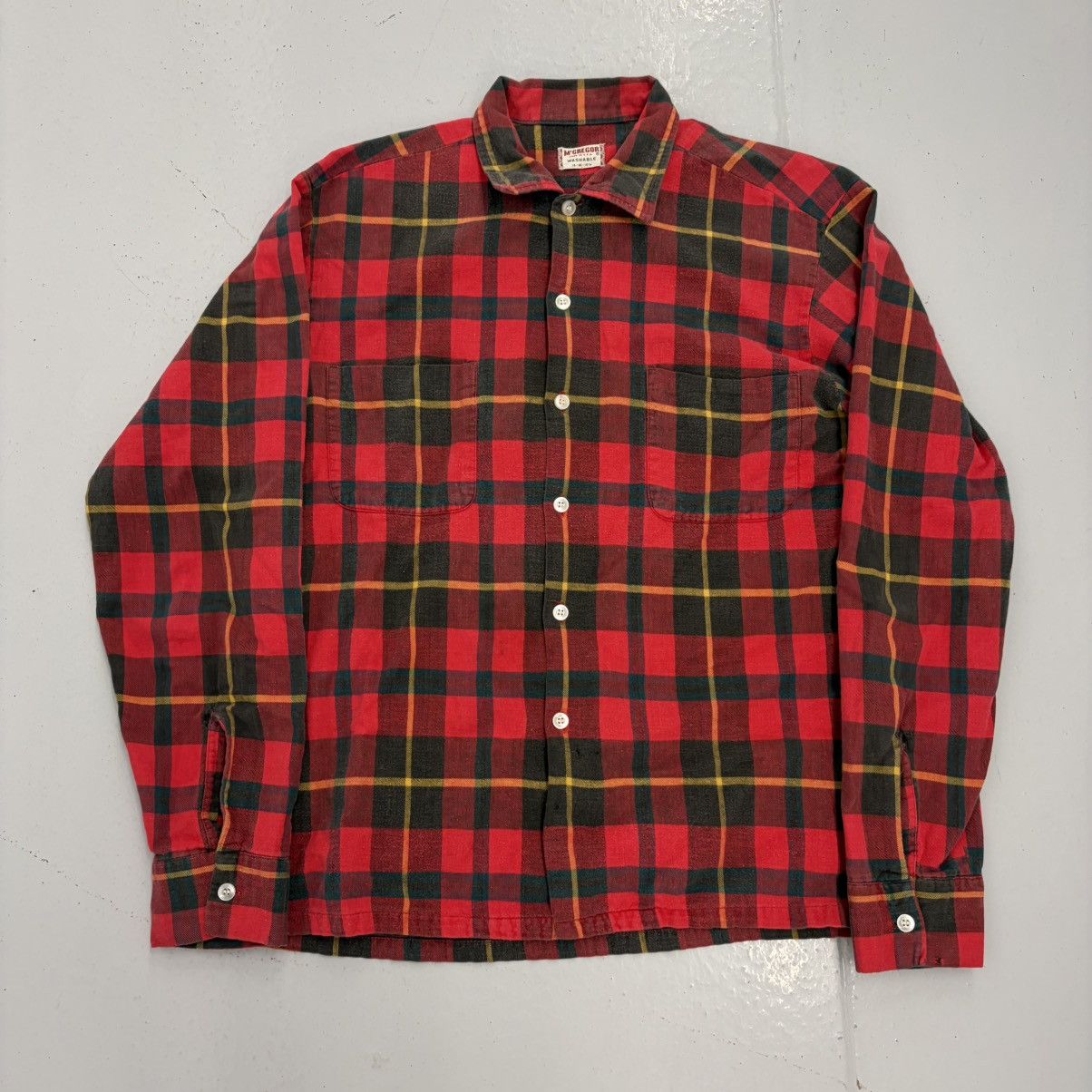 McGregor Vintage 60s McGregor Red Plaid Pattern Cotton Flannel Size US M / EU 48-50 / 2 - 1 Thumbnail