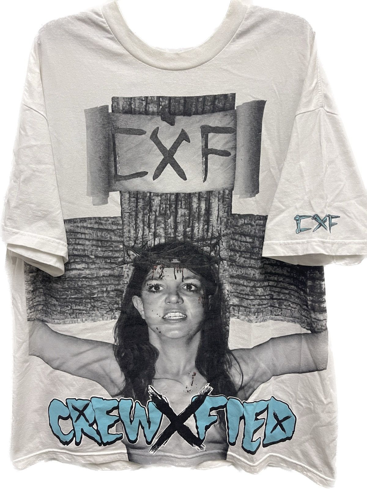 image of Britney Spears Crew X Fied Photo Shirt in White, Men's (Size 2XL)