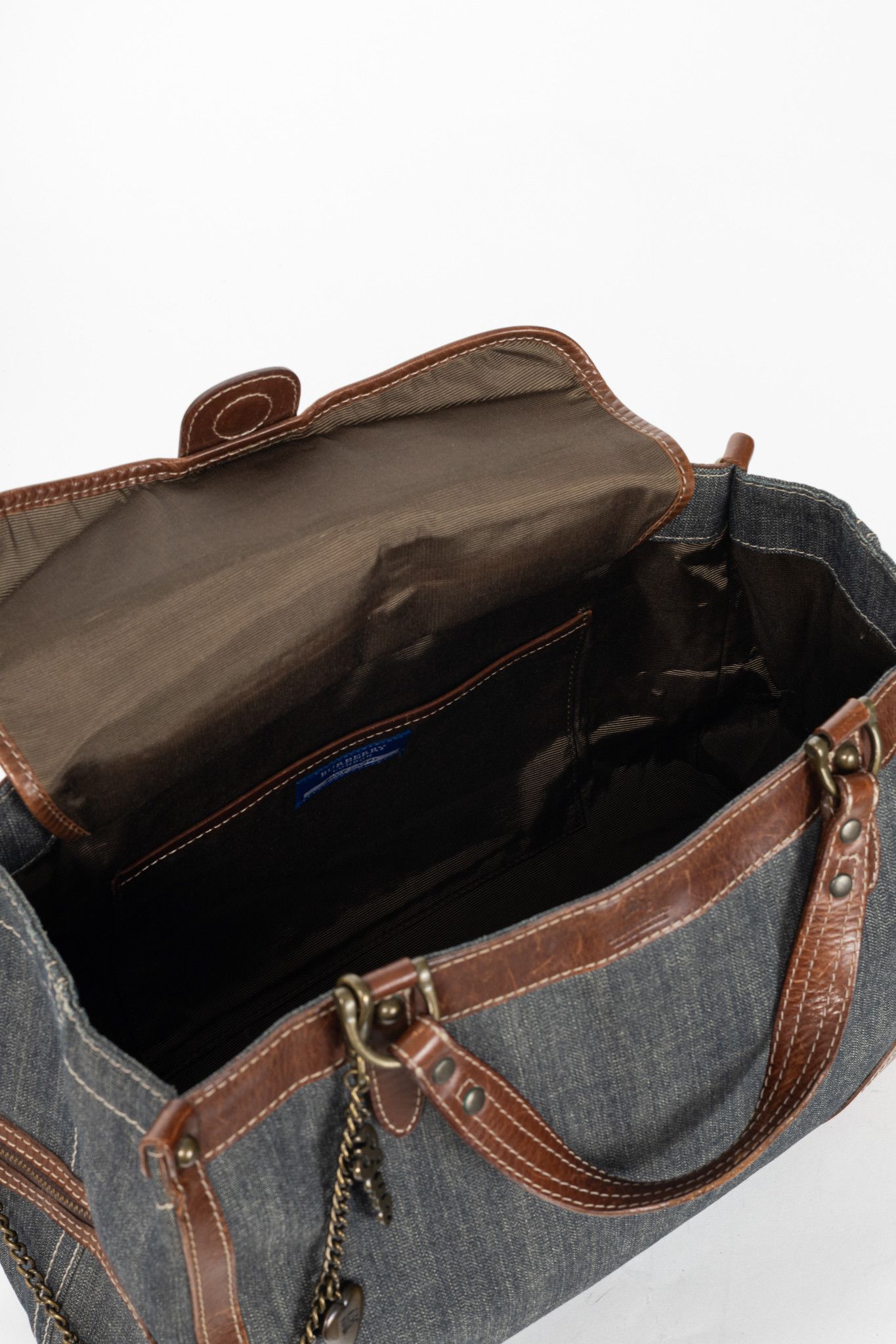 Burberry Burberry Blue Label Blue Denim & Leather-Trim Handbag Size ONE SIZE - 12 Thumbnail