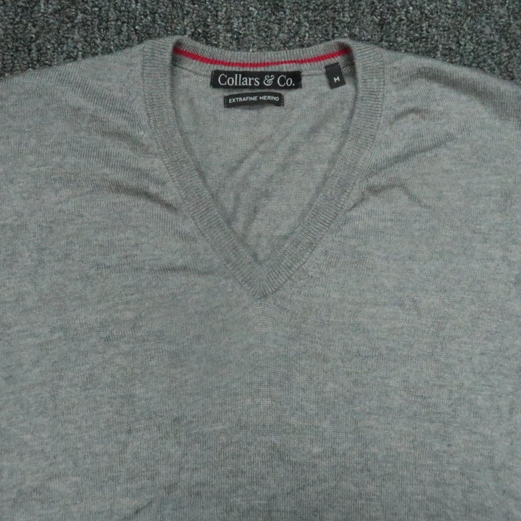 CO Collars & Co Sweater Mens Medium Gray Extrafine Merino V-Neck Pullover Jumper Size US M / EU 48-50 / 2 - 2 Thumbnail