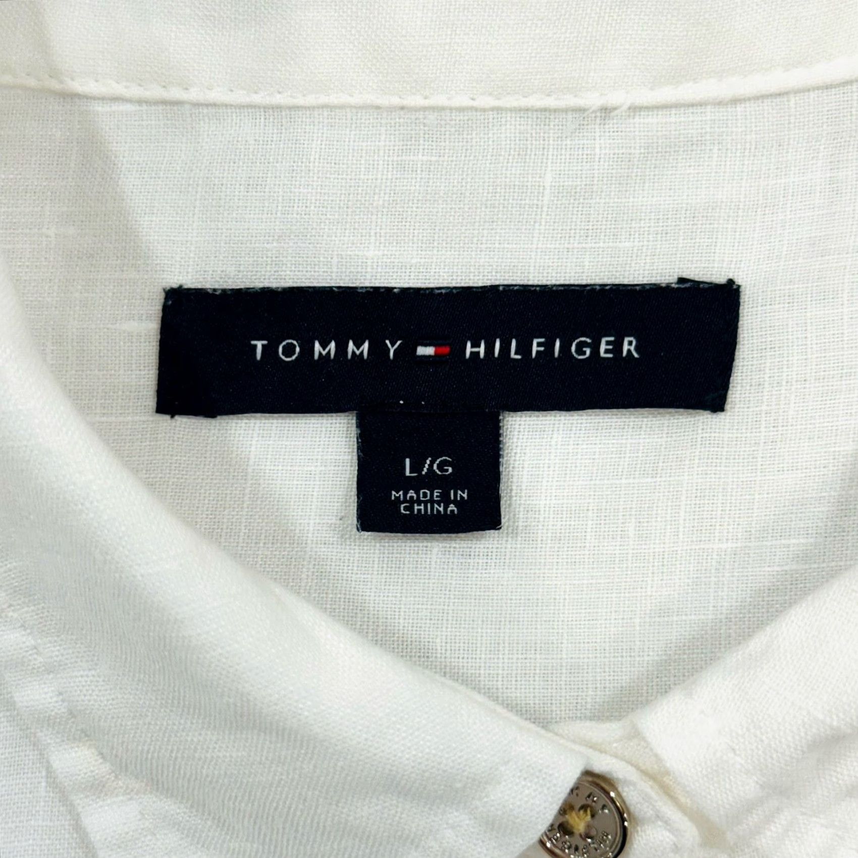 Tommy Hilfiger Tommy Hilfiger Women's Button Up Shirt L White 100% Linen Long Sleeve Summer Spring Casual Travel White Size L / US 10 / IT 46 - 4 Thumbnail