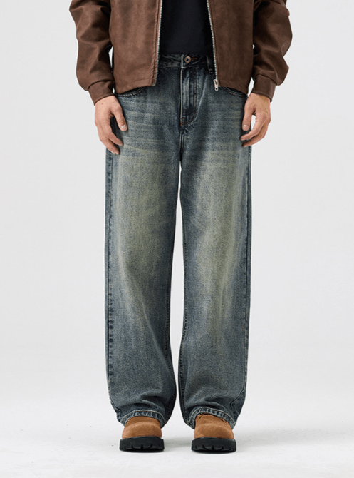 Japanese Brand Men's vintage loose washed distressed jeans Size US 34 / EU 50 - 1 Thumbnail
