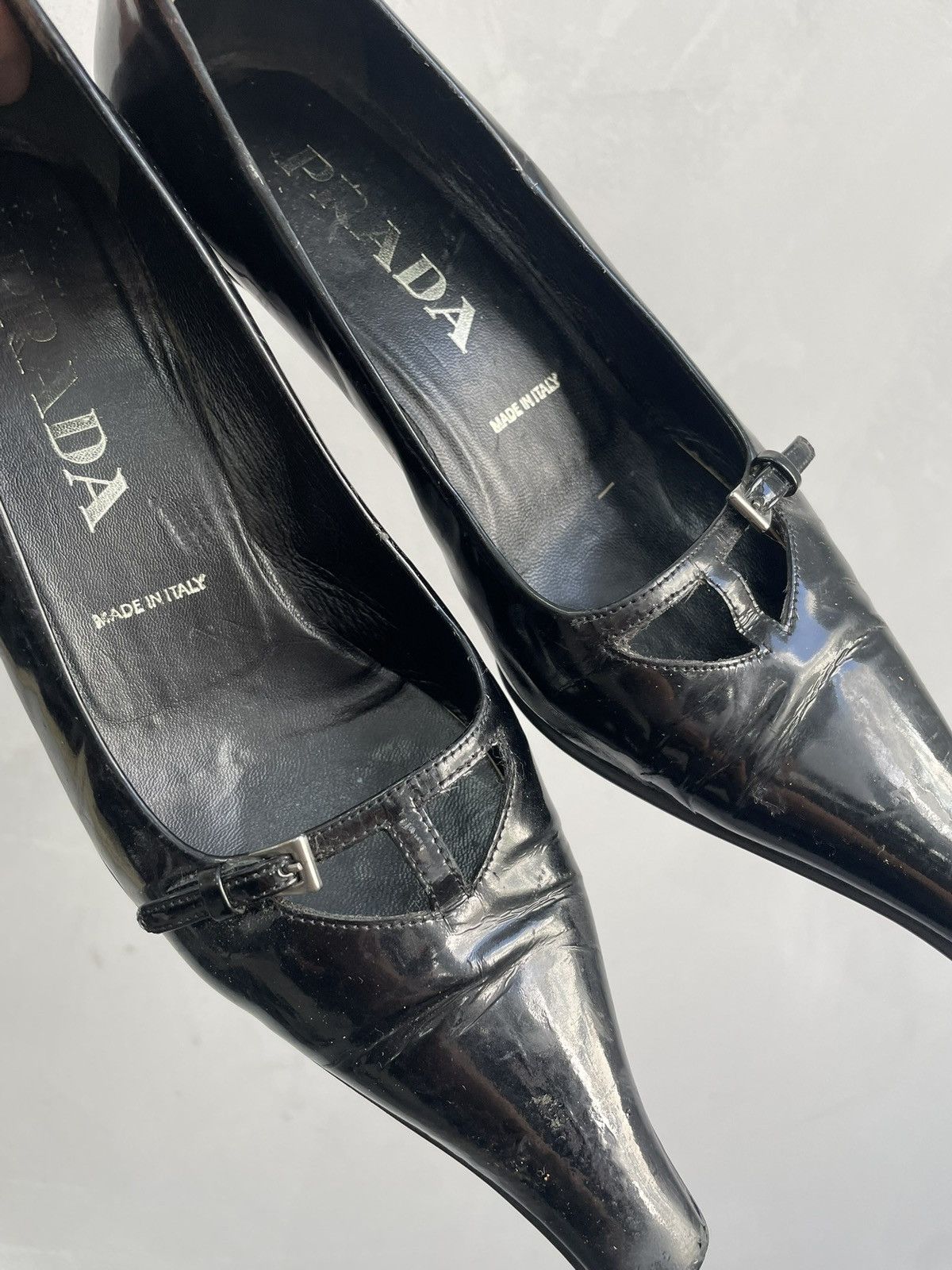 Prada PRADA Kitten Heels Patent Leather Mules Pointed Toe 37 / 7 Size US 7 / IT 37 - 15 Thumbnail