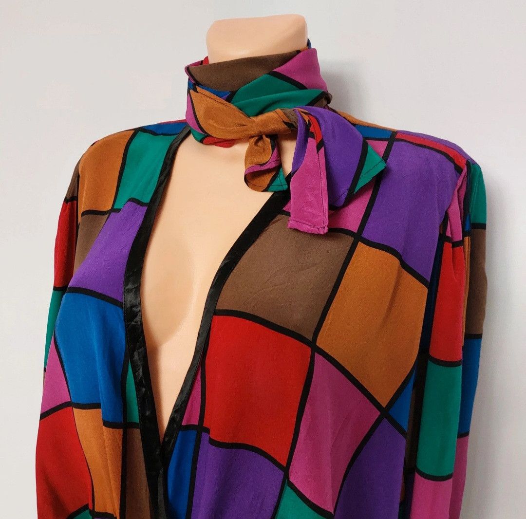 Vintage Stanner München silk blouse + neck tie set Size XL / US 12-14 / IT 48-50 - 4 Thumbnail