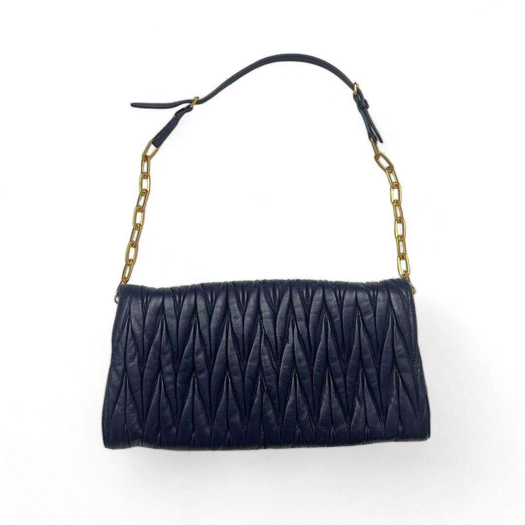 Miu Miu Miu Miu - Matelasse Shoulder Bag Navy Leather Size ONE SIZE - 6 Thumbnail