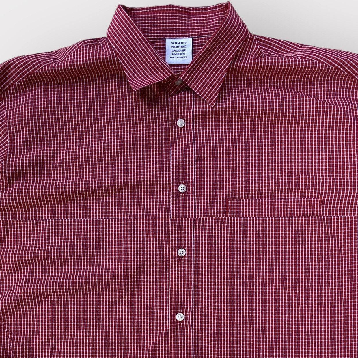 Vetements Fall20 Red Plaid Oversized Cropped Shirt Size S / US 4 / IT 40 - 2 Thumbnail