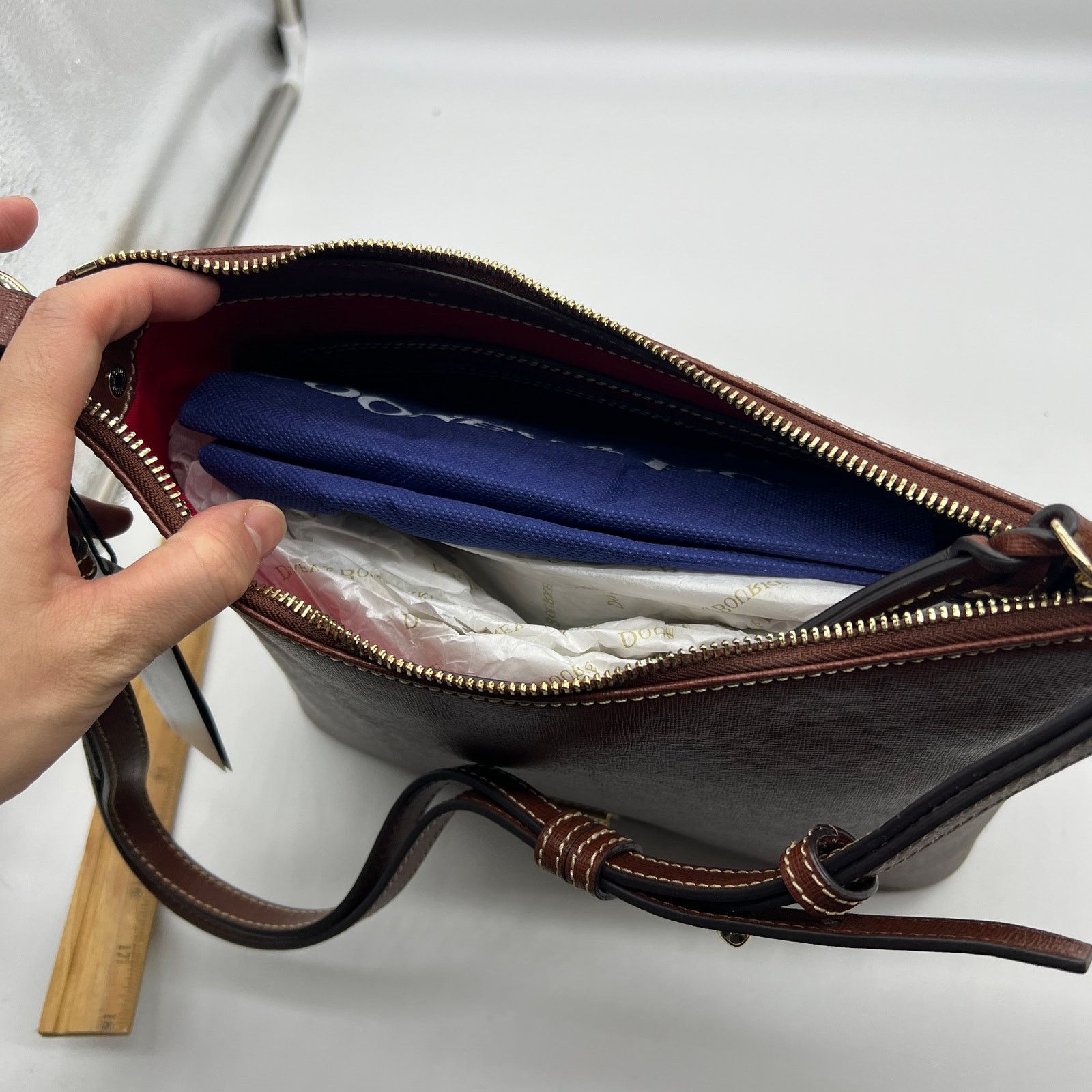 Dooney & Bourke Dooney & Bourke Saffiano Leather Hobo Handbags Amber Brown Size ONE SIZE - 14 Thumbnail