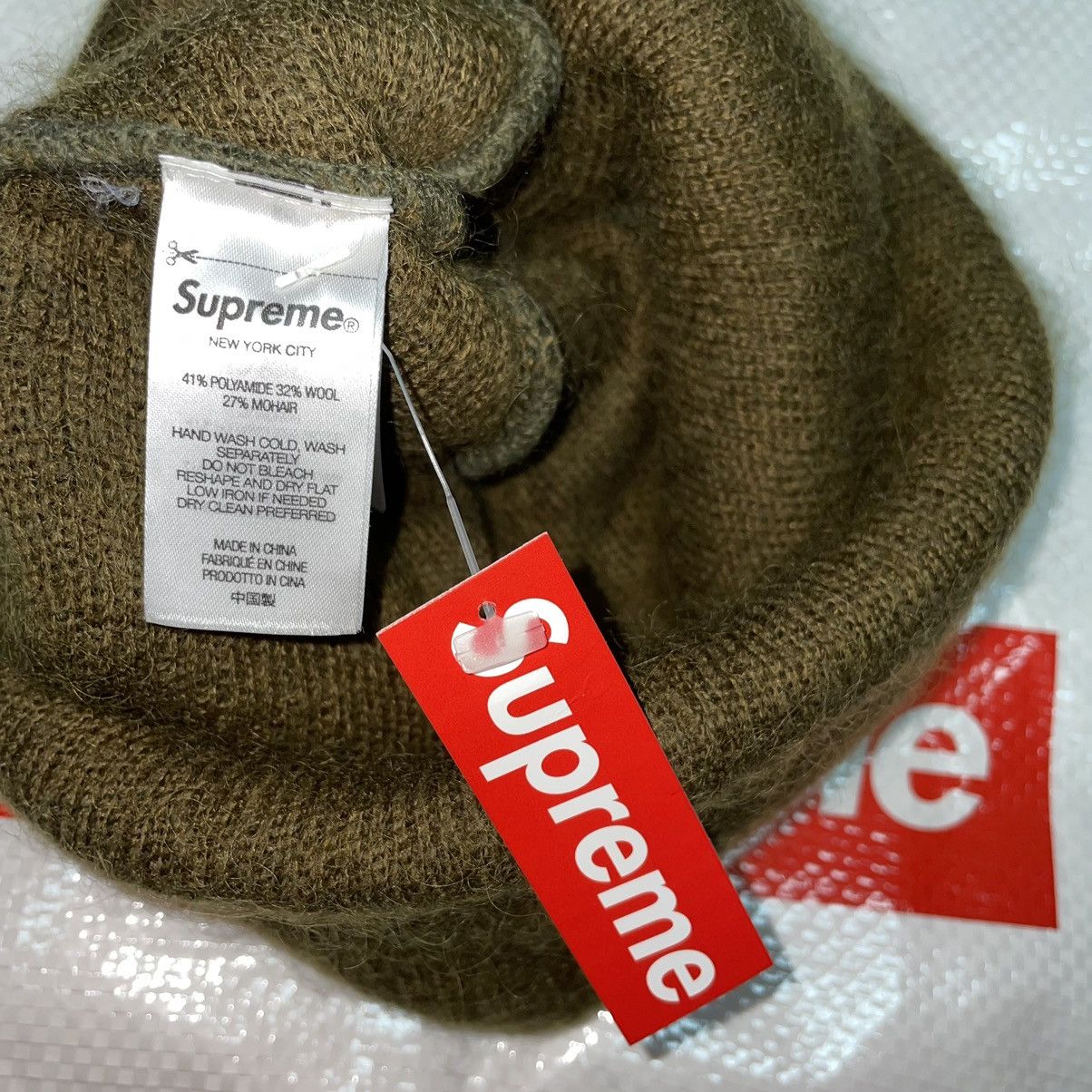 Supreme Supreme Mohair Beanie Mini Box Logo Army Green Size ONE SIZE - 2 Thumbnail