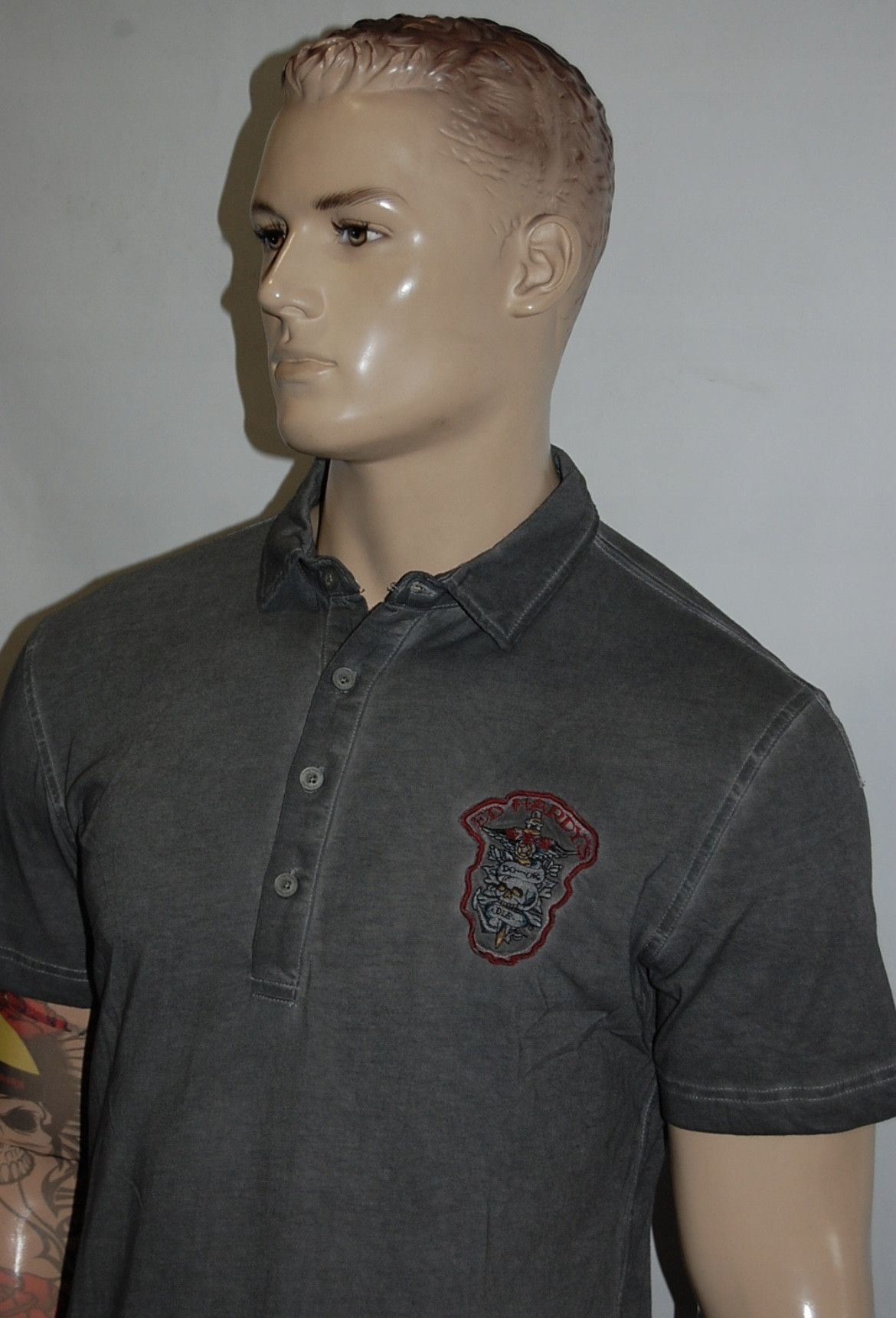 Ed Hardy Y2K ED HARDY CHRISTIAN AUDIGIER PUNK DO OR DIE POLO GRAY Size US M / EU 48-50 / 2 - 6 Thumbnail