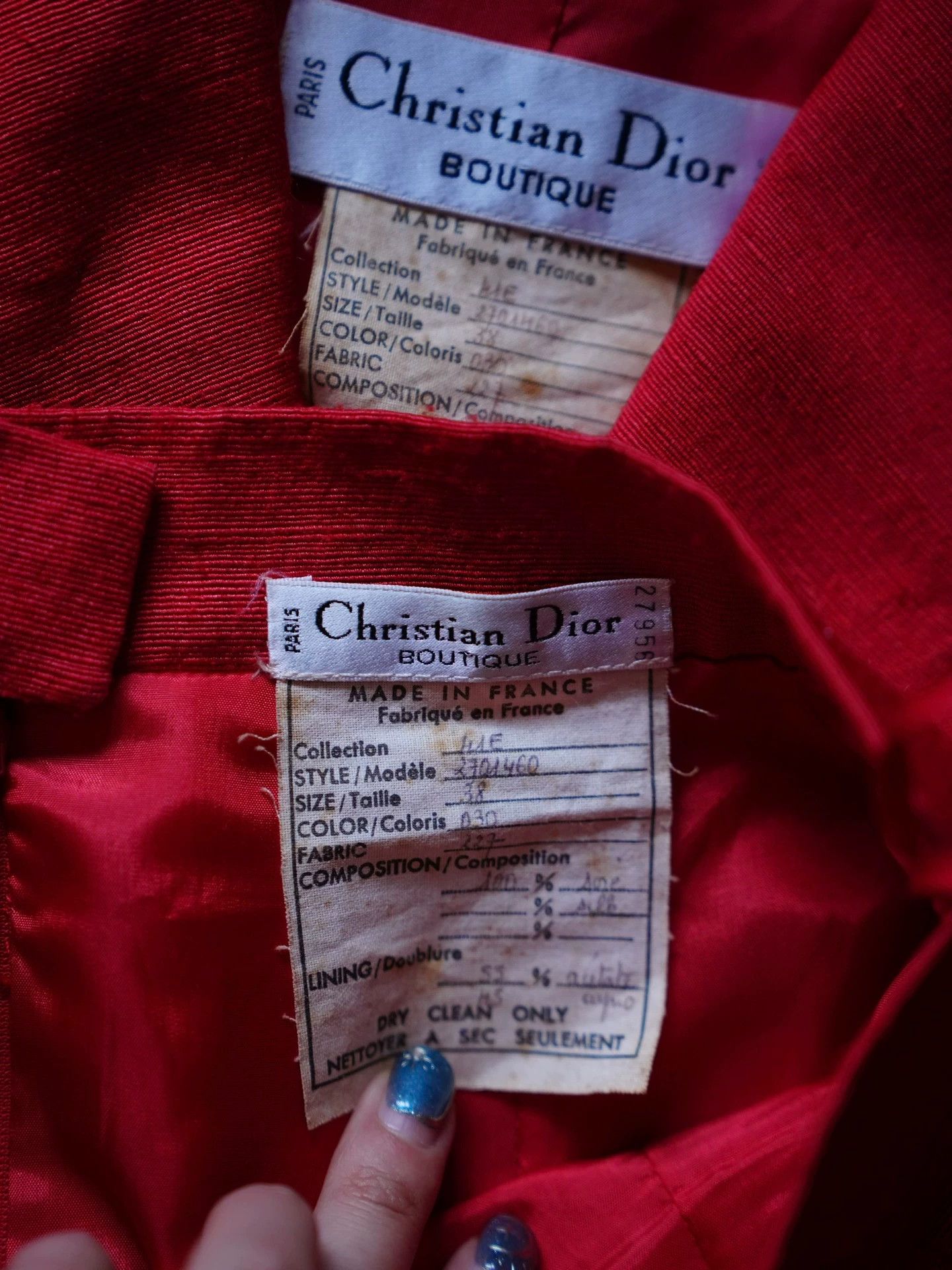 Dior Vintage Dior 1994 SS Runway Silk Red Suit Skirt Set Fr38 S/M Size S / US 4 / IT 40 - 6 Thumbnail