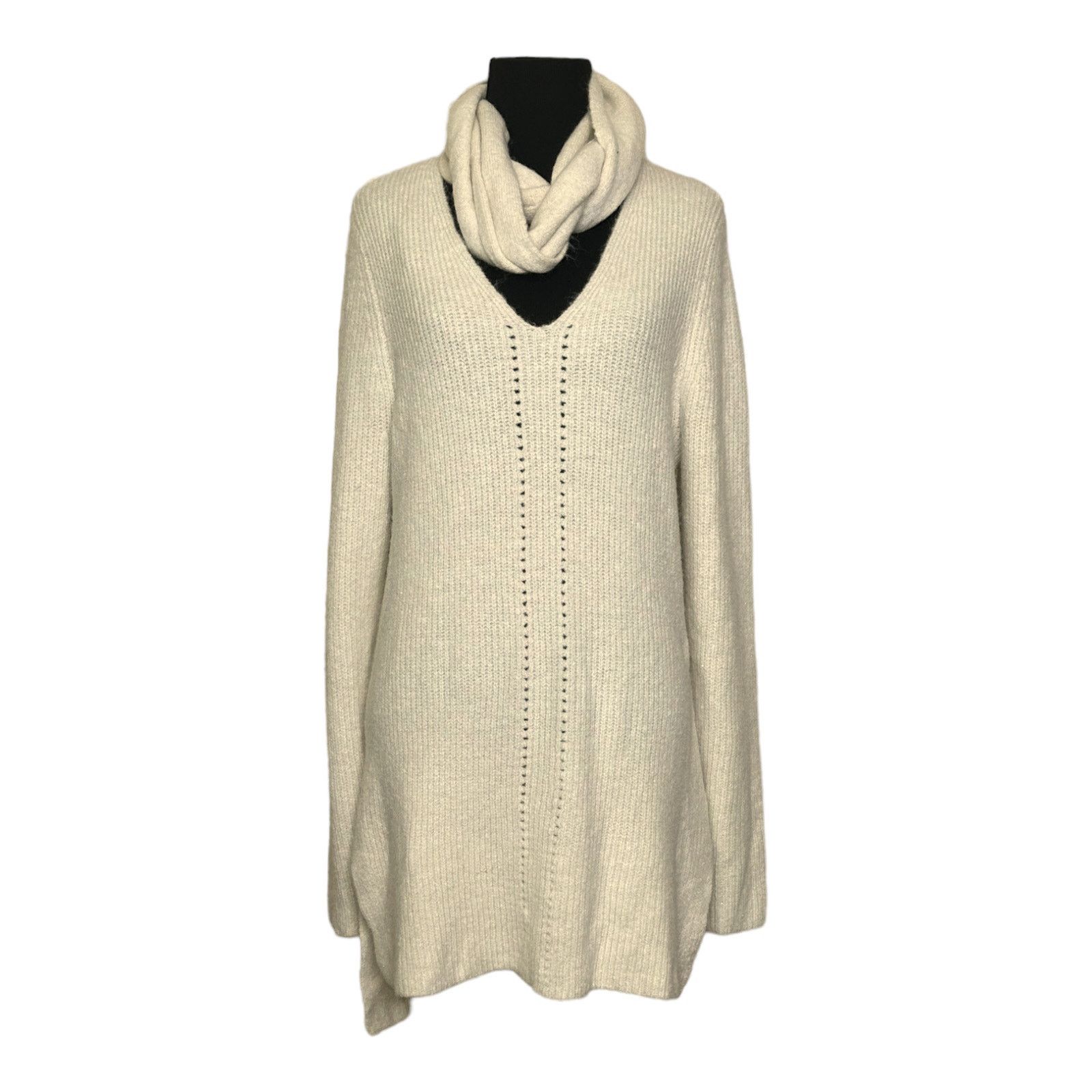 Liz Claiborne Liz Claiborne Pointelle Sweater with Infinity Scarf Size L Size L / US 10 / IT 46 - 9 Thumbnail