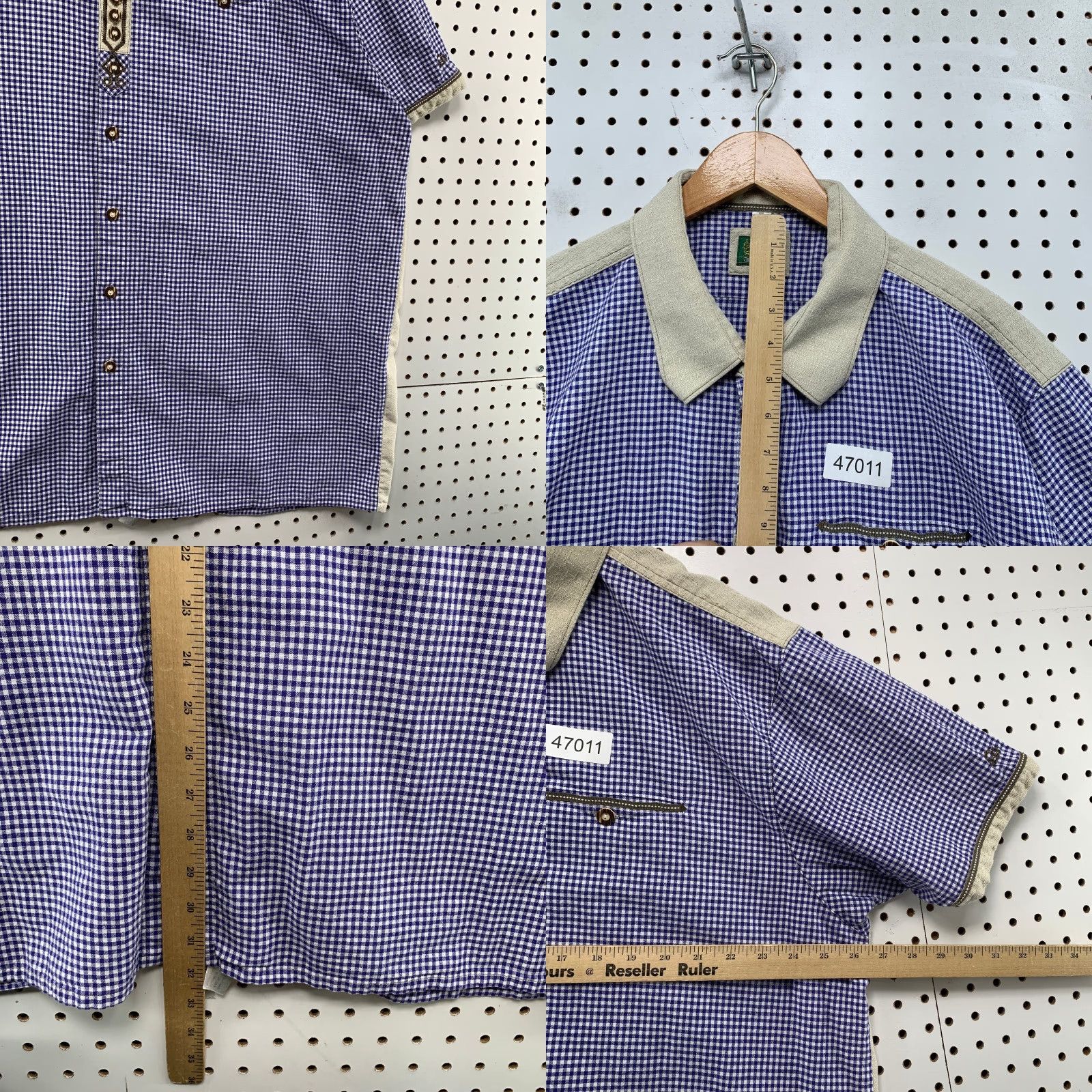 Vintage VINTAGE OS Trachten Button Shirt Mens 3XL Blue White Checkered German Bavarian Size US XXL / EU 58 / 5 - 8 Thumbnail