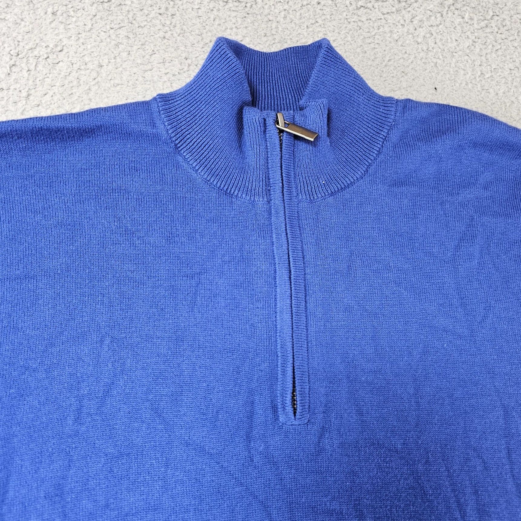 Vintage J. Hilburn Mock Neck Pullover Sweater Mens M Blue 100% Cotton Knit 1/4 Zip Size US M / EU 48-50 / 2 - 2 Thumbnail