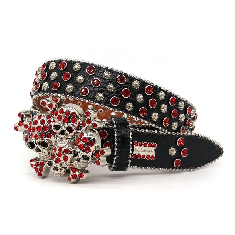 Japanese Brand Red black skull belt Size ONE SIZE - 3 Thumbnail