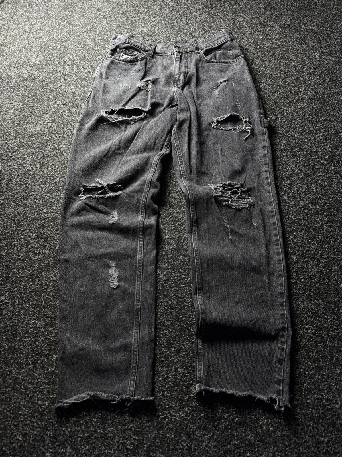 Karl Kani Vintage Karl Kani Carpenter SK8 00s Denim Jeans Black 90s Size US 31 - 2 Thumbnail