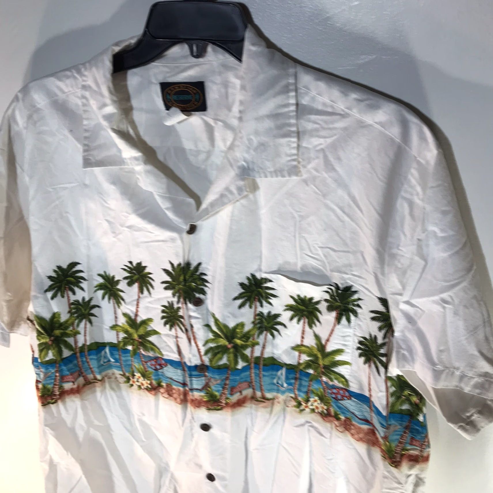 Vintage Hawaiian Reserve Button-Up Shirt Mens 3XL White Tropical Beach Scene Casual Size US XXL / EU 58 / 5 - 3 Thumbnail