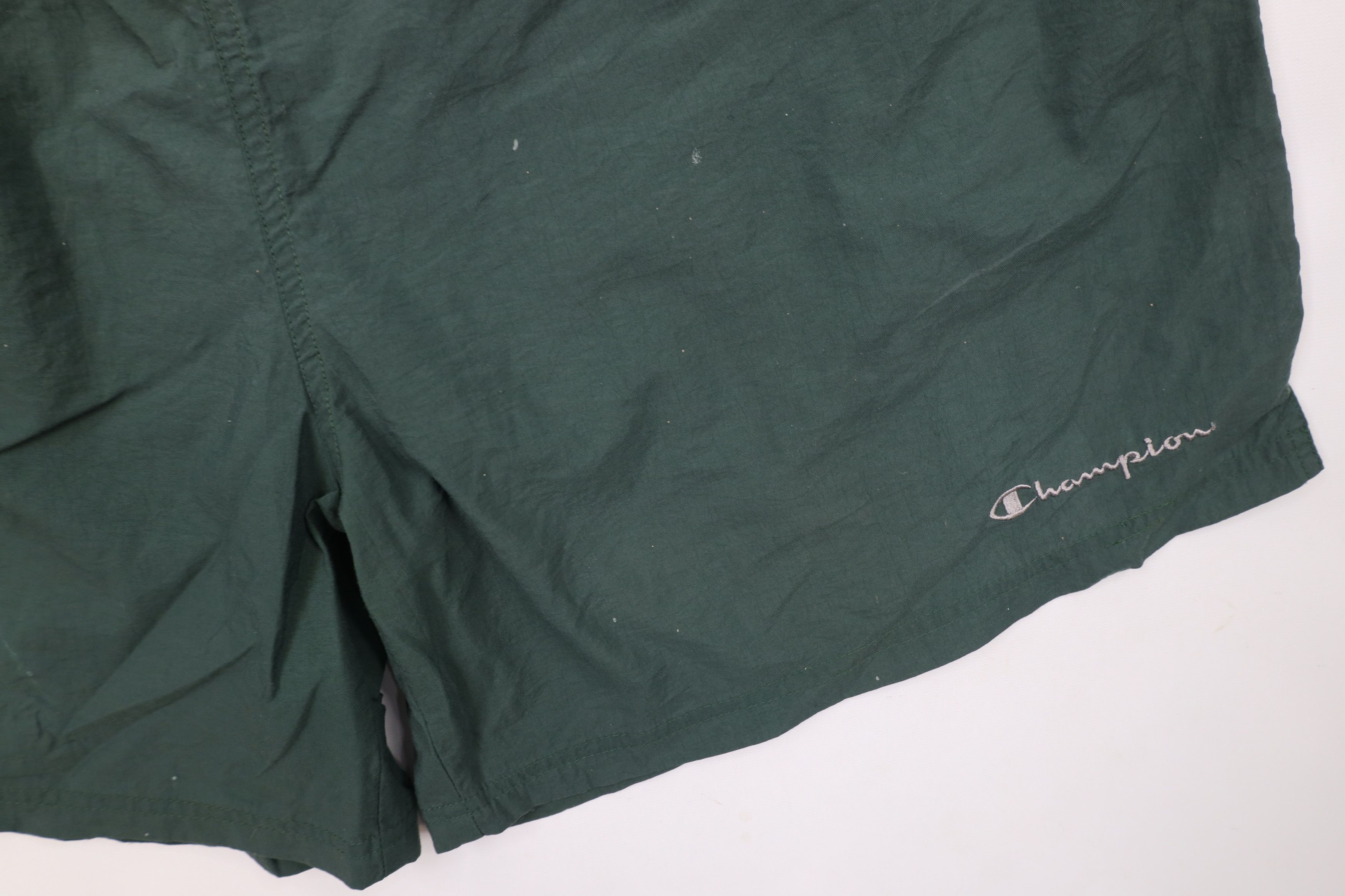 Champion × Vintage Vintage 90s Champion Spell Out Lined Shorts Baggies Green Size US 36 / EU 52 - 7 Thumbnail