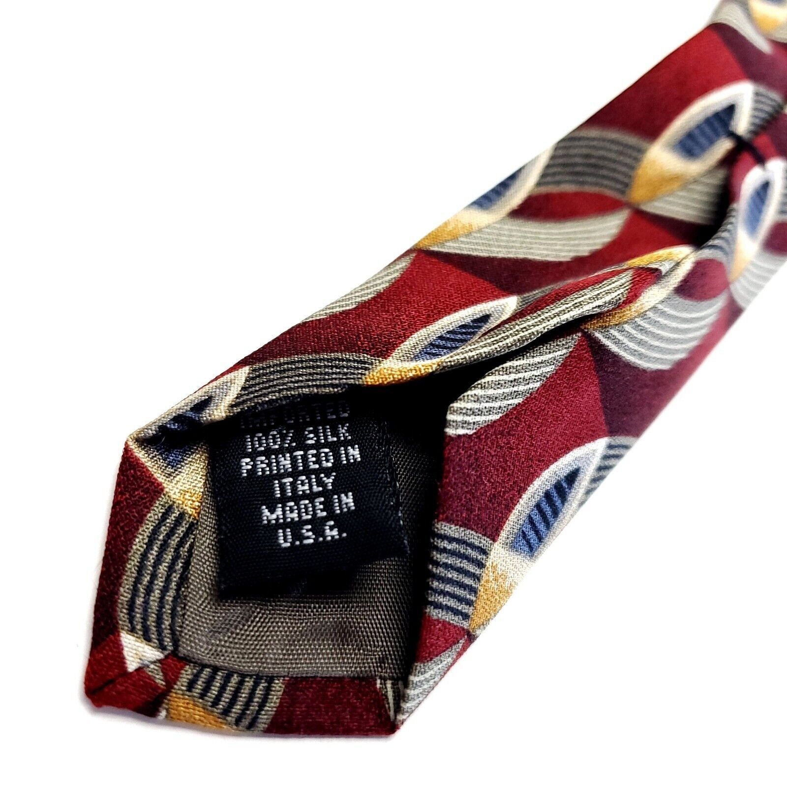 Perry Ellis Perry Ellis Portfolio Red Beige Silk Tie Woven Short Wide Ge Size ONE SIZE - 4 Thumbnail