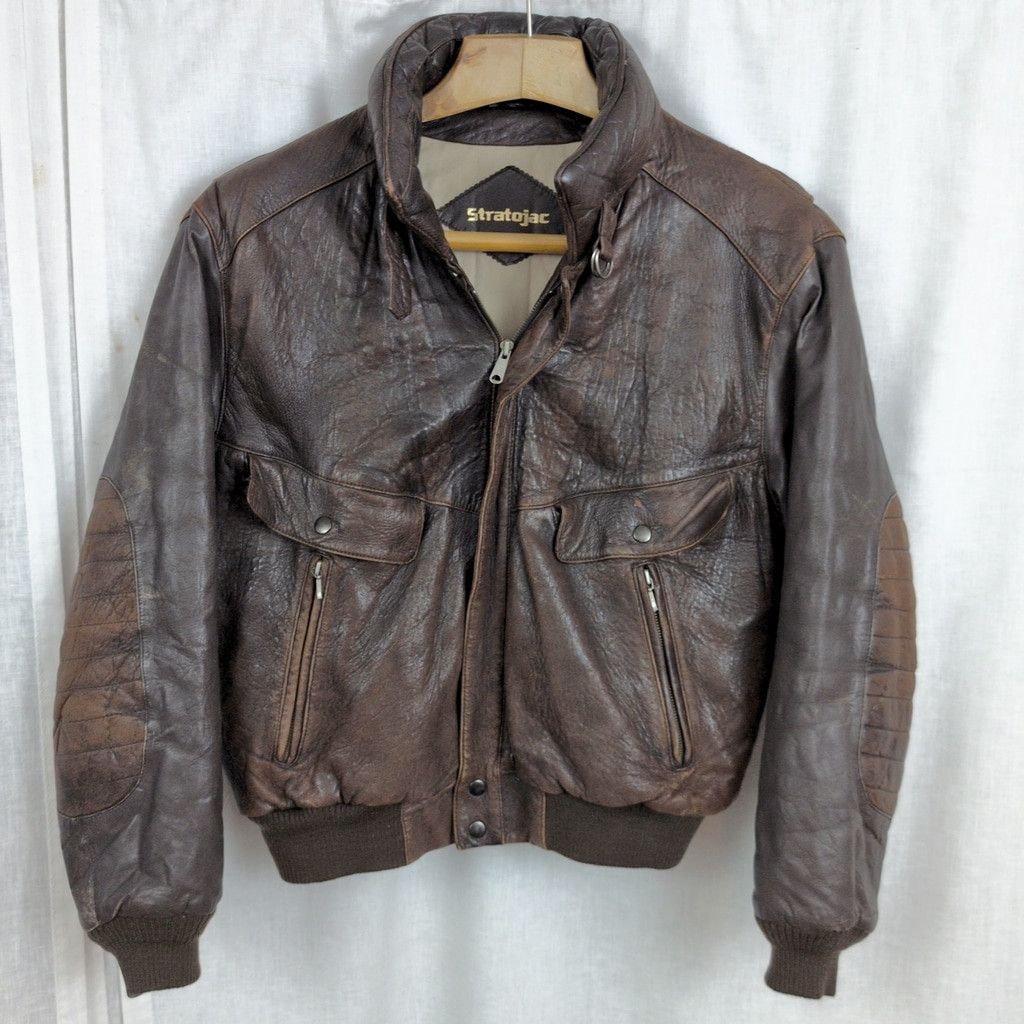 Vintage Vintage StratoJac Leather Bomber Style Jacket Size US L / EU 52-54 / 3 - 1 Thumbnail