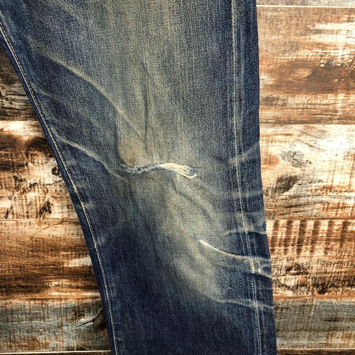 Levi's DLL Levis 505 Big E Blue Distressed Denim Pants #C133 Size US 30 / EU 46 - 10 Thumbnail